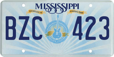 MS license plate BZC423