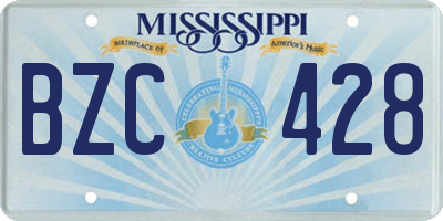 MS license plate BZC428