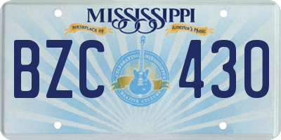 MS license plate BZC430