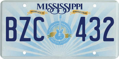 MS license plate BZC432