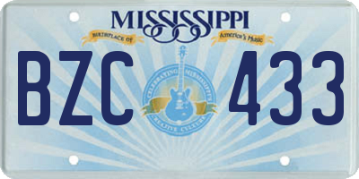 MS license plate BZC433