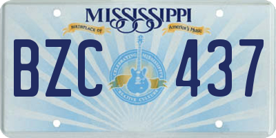 MS license plate BZC437