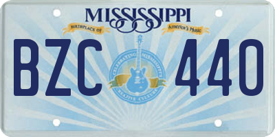 MS license plate BZC440