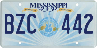 MS license plate BZC442