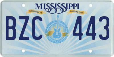 MS license plate BZC443