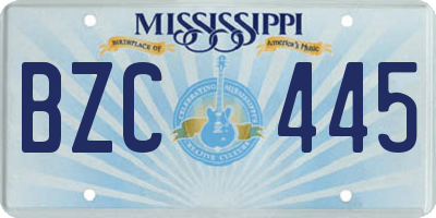 MS license plate BZC445