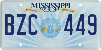 MS license plate BZC449