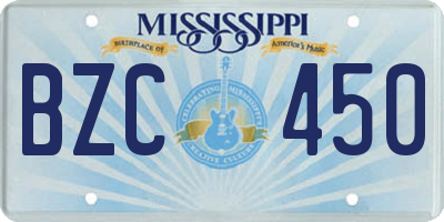 MS license plate BZC450