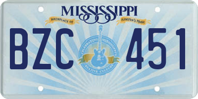 MS license plate BZC451