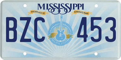 MS license plate BZC453