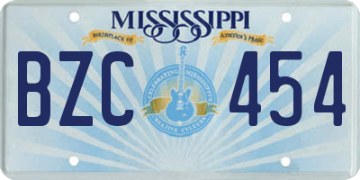 MS license plate BZC454