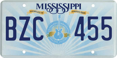 MS license plate BZC455