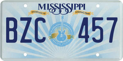 MS license plate BZC457