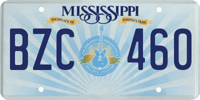 MS license plate BZC460