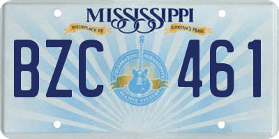 MS license plate BZC461