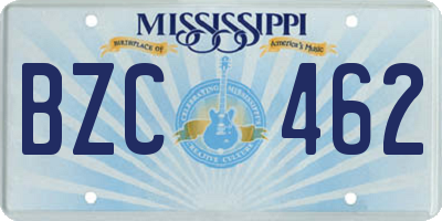 MS license plate BZC462