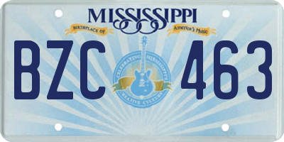 MS license plate BZC463