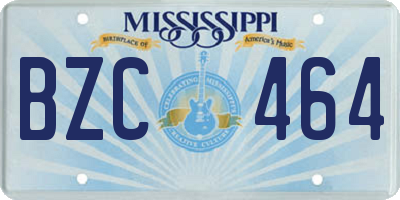 MS license plate BZC464