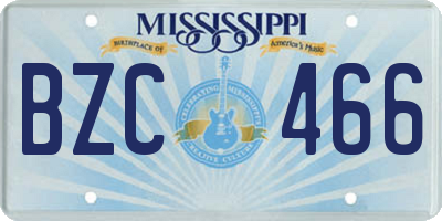 MS license plate BZC466