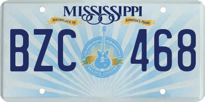 MS license plate BZC468