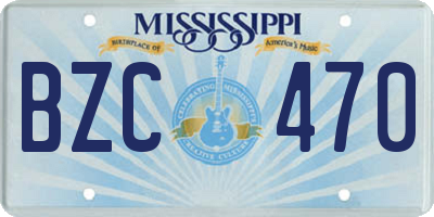 MS license plate BZC470