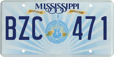 MS license plate BZC471