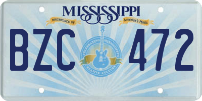 MS license plate BZC472