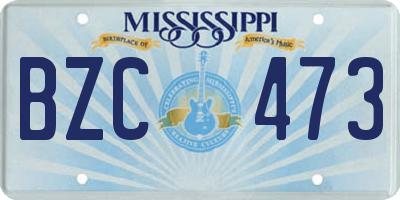 MS license plate BZC473
