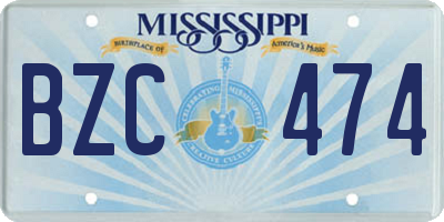 MS license plate BZC474