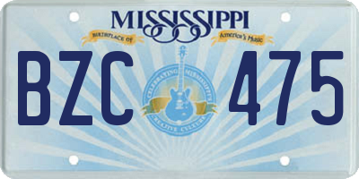 MS license plate BZC475
