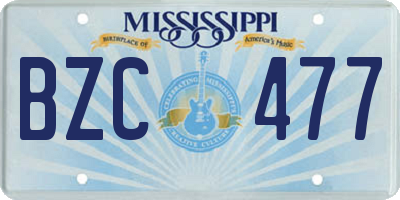 MS license plate BZC477
