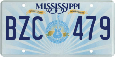 MS license plate BZC479