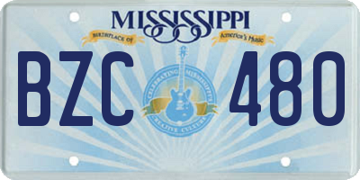 MS license plate BZC480