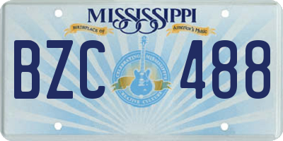 MS license plate BZC488
