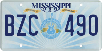 MS license plate BZC490
