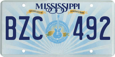 MS license plate BZC492
