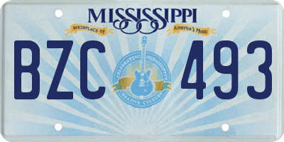 MS license plate BZC493