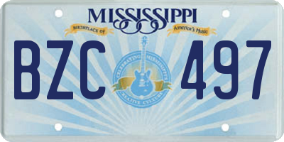 MS license plate BZC497