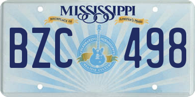MS license plate BZC498