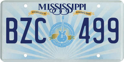 MS license plate BZC499