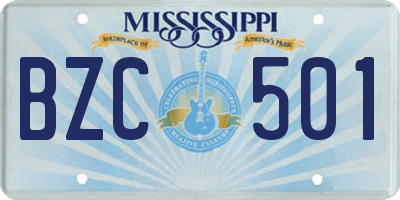 MS license plate BZC501