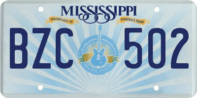 MS license plate BZC502