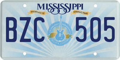 MS license plate BZC505