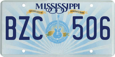 MS license plate BZC506