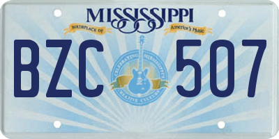 MS license plate BZC507