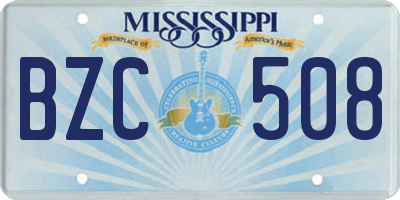 MS license plate BZC508