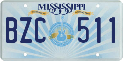 MS license plate BZC511