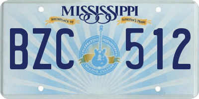 MS license plate BZC512