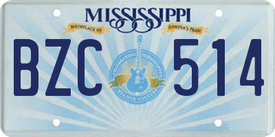 MS license plate BZC514