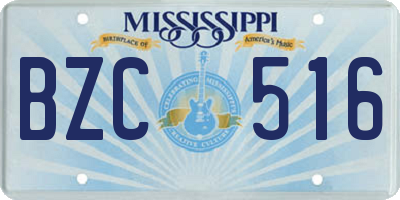 MS license plate BZC516
